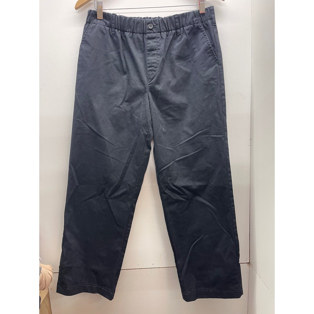 Lands End Womens Black Elastic Waist Chino Pants‎ Size 10 Straight Leg Trousers